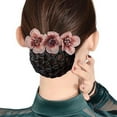 thumbnail image 2 of rygai Nurse Hair Snood Flower Decor Fishnet Hollow Out Anti-slip Elastic Hair Decoration OL Style Airline Stewardess Waitress Hair Snood Women Head Accessories,Pink, 2 of 8