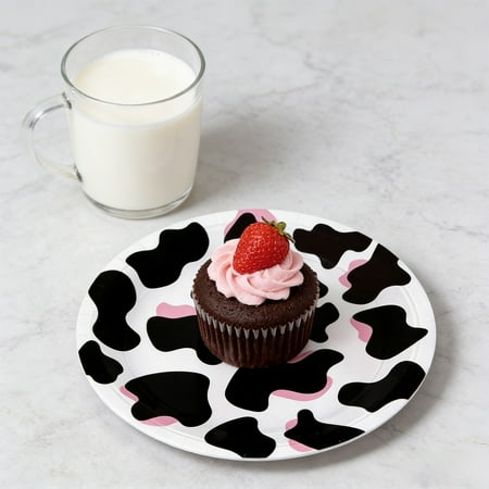 Cow Print Party Plates Set of 16 – Farm Animal Themed Disposable Tableware for Birthday Celebrations and Themed Gatherings (7in and 9in)