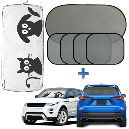 IClover [SET of 6] Car Windshield Sun Shade Block Sunlight Rays Car Sun Shade for Windows Car Visor Protect Your Kids and Pets from Sun Glare and Heat Fit Most of (Best Way To Block Heat From Windows)