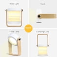 thumbnail image 4 of Lámpara de mesa LED recargable por USB, luz nocturna de 15 W, táctil, plegable 360°, portátil, con mango de madera, para acampar, 4 of 5