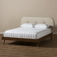 thumbnail image 3 of Baxton Studio Penelope Mid-Century Modern Solid Walnut Wood Fabric Upholstered Platform Bed, Multiple Sizes, Multiple Colors, 3 of 7