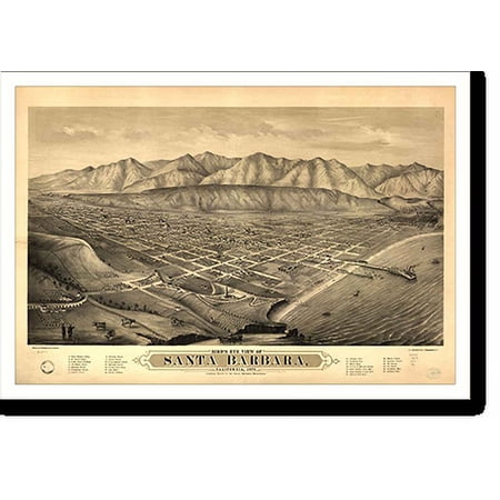 Historic Print, CA Santa Barbara 1877 MAP, 16" x 20"