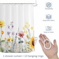 thumbnail image 4 of Pastoral Sunflowers Shower Curtain for Bathroom, Floral Plants Leaves Farmhouse Waterproof Cloth Fabric Bathroom Accessories Set with 12 Rust Proof Plastic Hooks, 66"x72", 4 of 9