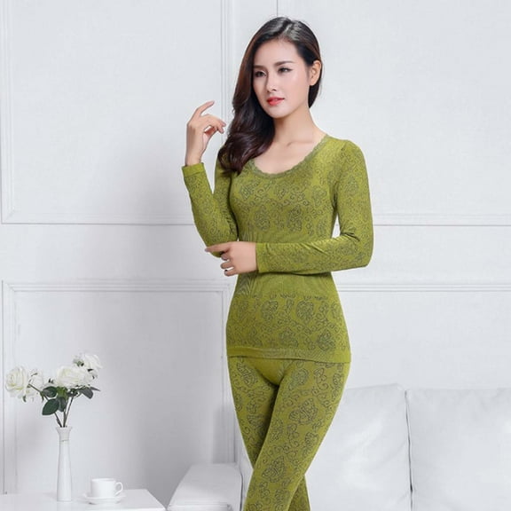Womens Thermal Underwear Set Long Winter Clothes Base Layer Cuddle Duds Top and Bottom Thermals Sets