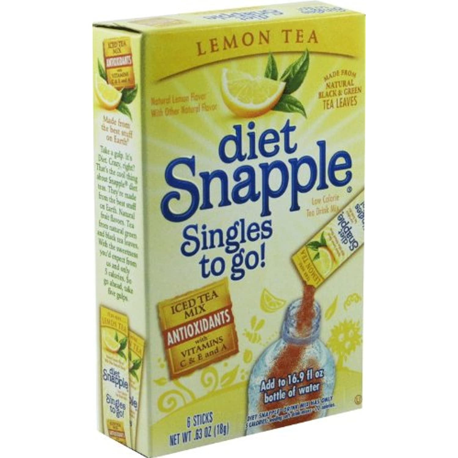 Diet Snapple Drink Mix, Lemon Tea, 6-Count (Pack Of 4)