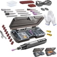 thumbnail image 1 of Mini Electric Rotary Tool Set with LED Light & Digital Display, Cordless Forward Reverse Craft Pen, 6 Speed Grinder for Wood Carving, Glass Etching, Sanding, Small DIY Hobby Hand Tool (Grey), 1 of 7