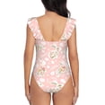 thumbnail image 6 of Yiaed Easter Bunny Print Women's Ruffled One Piece Swimsuit V Neck Swimwear Slimming Monokini for Woman-Large, 6 of 8