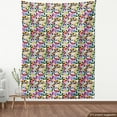 thumbnail image 4 of Grunge Sofa Upholstery Fabric by the Yard, Repetitive Pattern of Weathered Flowers Ornament on Geometric Concept Background, Decorative Fabric for DIY and Home Accents, Multicolor by Ambesonne, 4 of 5