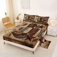 thumbnail image 2 of jejeloiu Rustic Cowboy Boot Bed Sheets Kids,Wooden Star Print King Sheets,4pcs, 2 of 6
