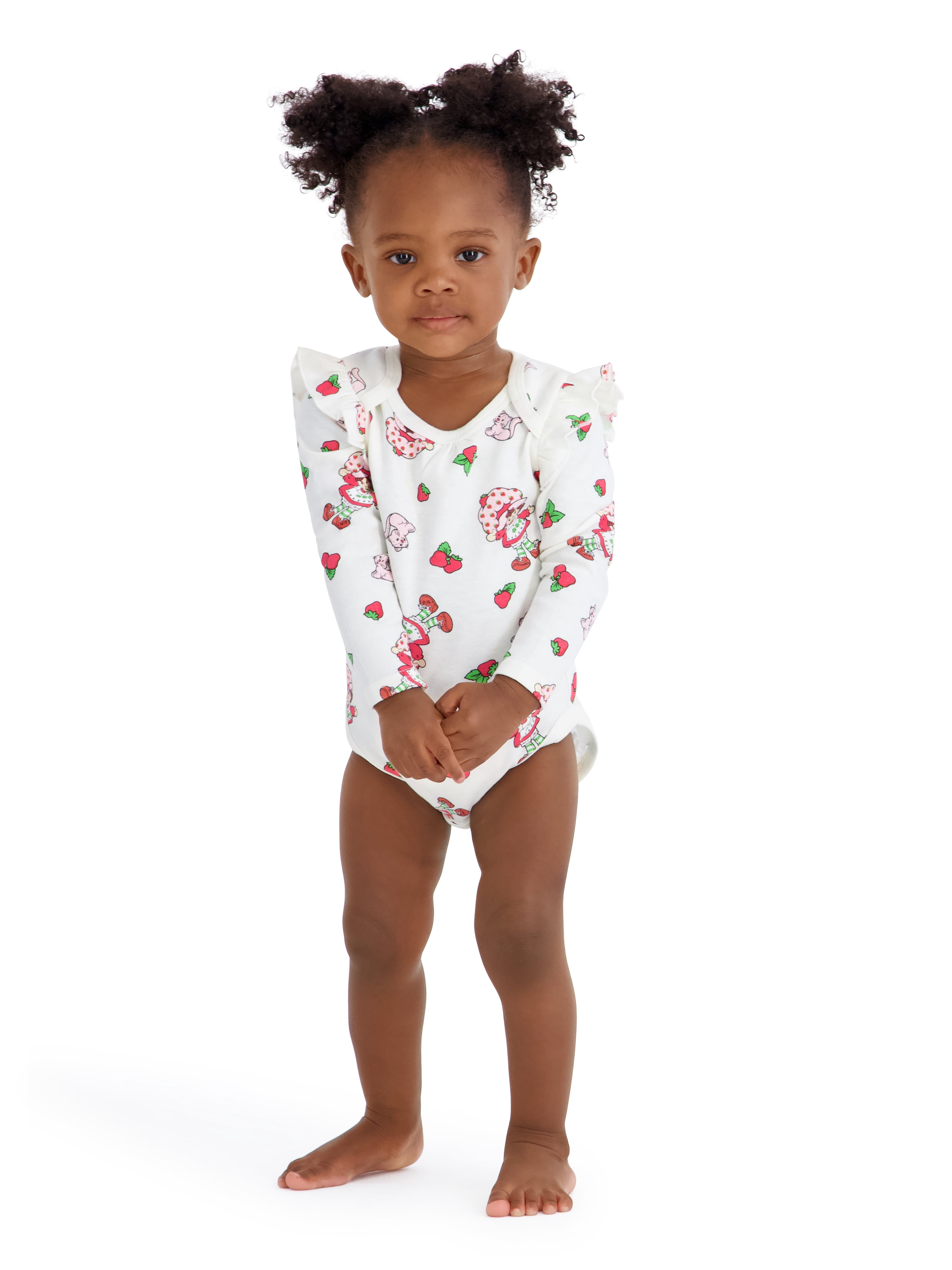 Strawberry Shortcake Baby Girls 3 Pack Long Sleeve Bodysuit, Size 0-24 Months