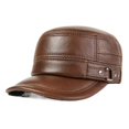 thumbnail image 1 of Adjustable Size Men Genuine Leather Hat Autumn Winter Warm Hats For Men Flat Cap, 1 of 6