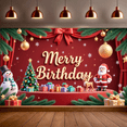 thumbnail image 5 of Yatrandify Festive Design Merry Birthday Celebration Banner Christmas Theme Santa Claus Reindeer Snowman Party Backdrop for Holiday Party Winter Event Home Decoration, 5 of 8