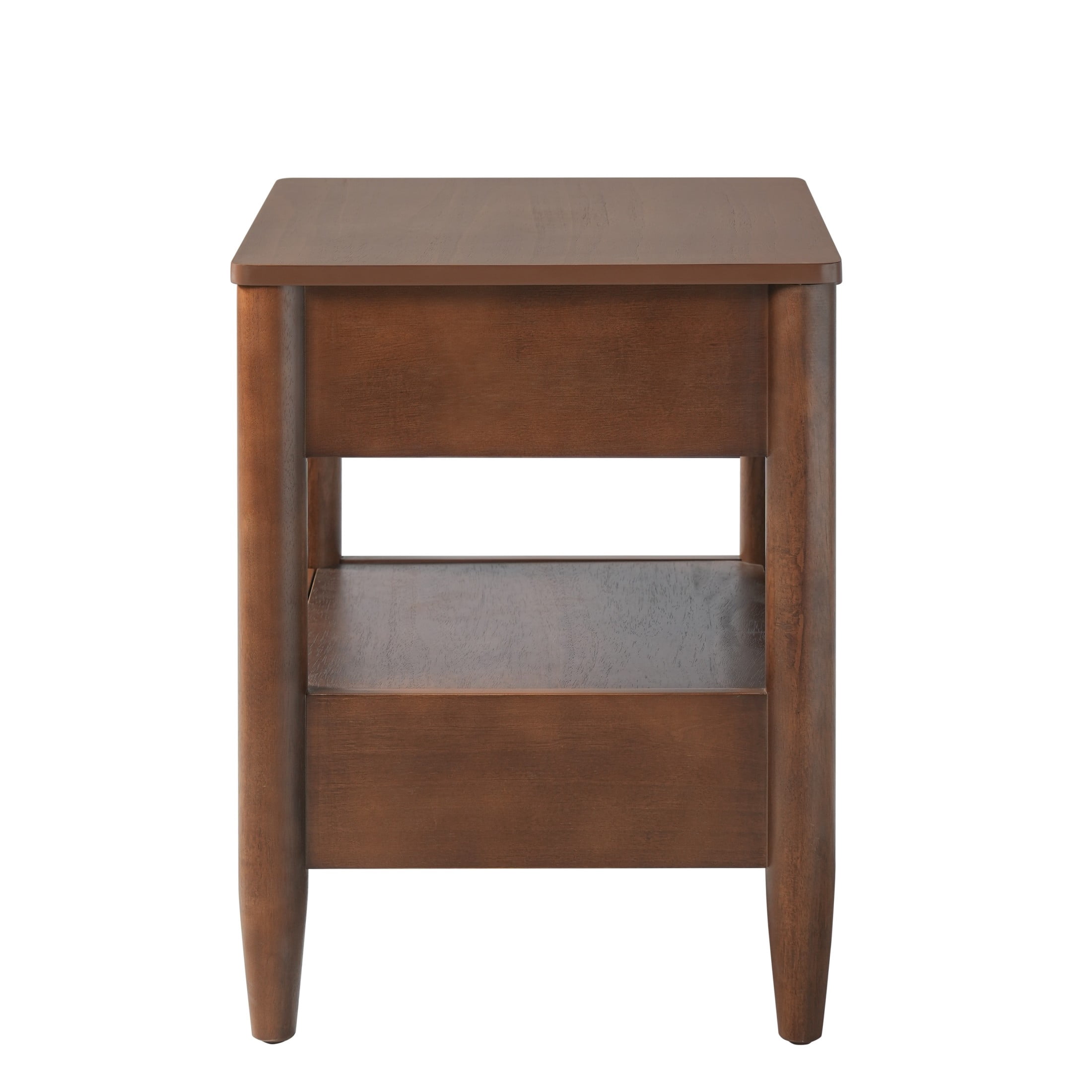 Christopher Knight Home Farmhouse Wooden Nightstand with Soft-Close Drawers, Open Shelf, Walnut, Set of 2