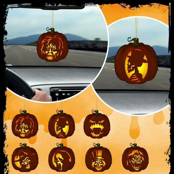 Essen Car Pendant Pumpkin Pattern Eye-catching Color Printing Flat Surface  Not Easy to Break Ornamental Accessory Hanging Charm Interior Rearview