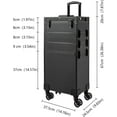 thumbnail image 3 of 4 in1 Aluminum Rolling Makeup Train Case, Cosmetic Lockable Trolley with Mirror of LED Lighted 3 Color Salon Barber Case Traveling Cart Trunk with Storage box for Freelance Makeup Artist, 3 of 9