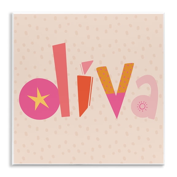 Stupell Industries Diva Patterned Whimsical Text Quotes and Sayings Painting Unframed Art Print Wall Art, 12 x 12