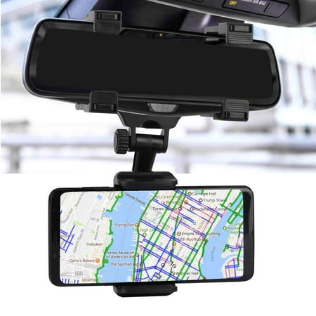 TSV Car Rear View Mirror Mount Grip Clip, 240 Rotation Car Mount Holder, Universal Smartphone Holders Cell Phone Mount Fit for iPhone 13/12/11 Pro Xr Xs Max X, Samsung S21/Galaxy, HTC, GPS, Smartphone