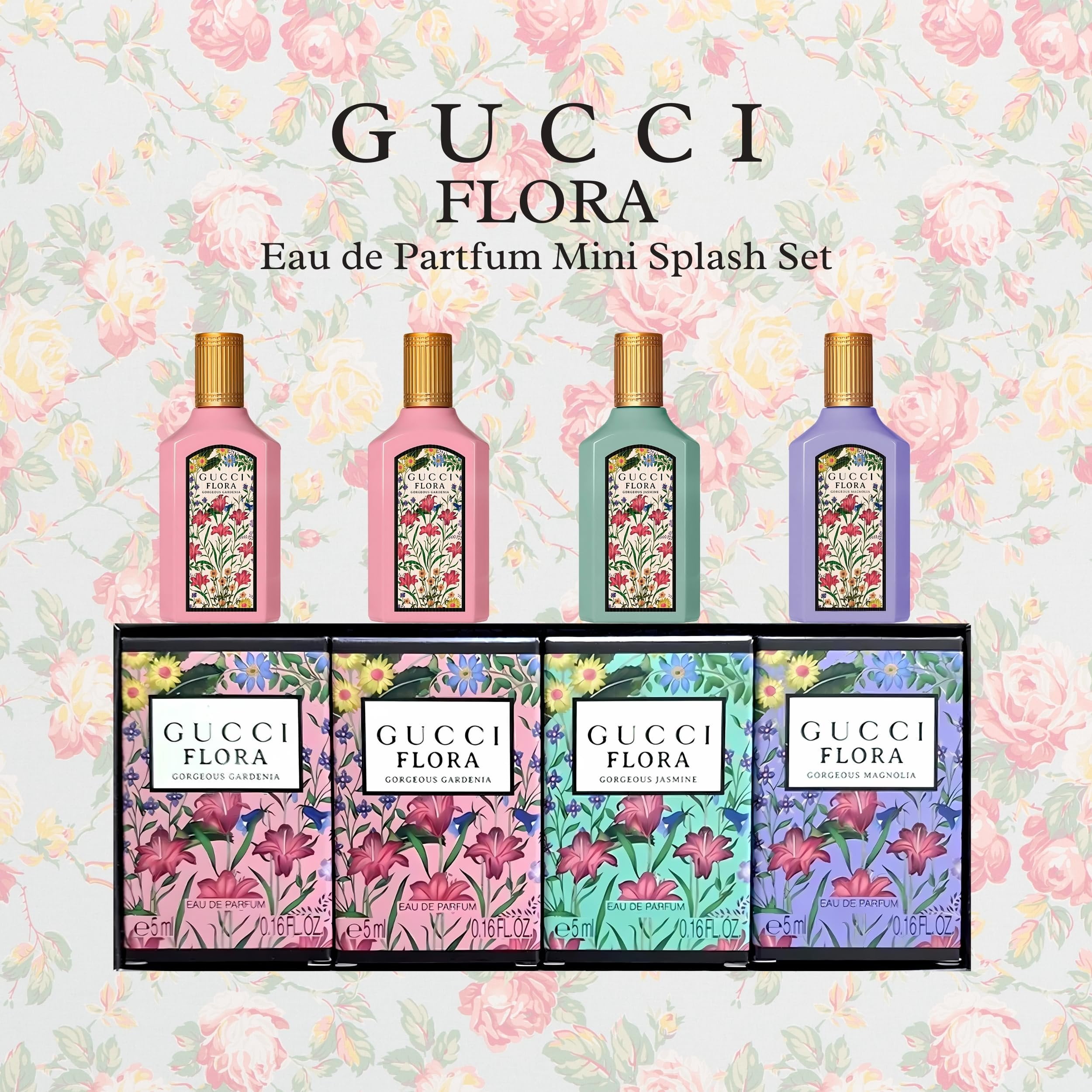 GUCCI FLORA 香水セット 5ml x 4本 Gucci Mini Perfume Set, Flora Gorgeous Gardenia Jasmine