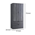thumbnail image 5 of Benjara BM208872 Wooden Wardrobe with 2 Drawers & 1 Hanging Rod - Distressed Gray, 5 of 5