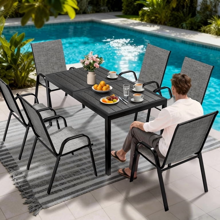 6 person patio dining set with umbrella hole Tangkula 7 Piece Wood Hole, for If youre seeking a reliable and stylish addition to your outdoor space YEFU 7-Piece Patio Table Set,