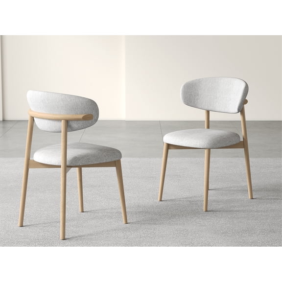 Casabianca Home Andrea Set of 2 dining chair in beige linen fabric.