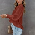 thumbnail image 3 of pbnbp Long Sleeve Button Down Shirts for Women Work Office Dressy Blouses 2023 Lapel V Neck Balloon Sleeve Top Shirt, 3 of 4