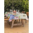 thumbnail image 2 of Spring Easter Outdoor Tablecloth - 60x84 Inch Rectangle Dining Table Cover, Rabbits Eggs Eucalyptus Branches Flowers Waterproof Outdoor Table Cloth with Umbrella Hole & Zipper for Picnic/Patio/Party, 2 of 7