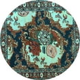 thumbnail image 1 of Ahgly Company Indoor Round Persian Light Blue Traditional Area Rugs, 6' Round, 1 of 4