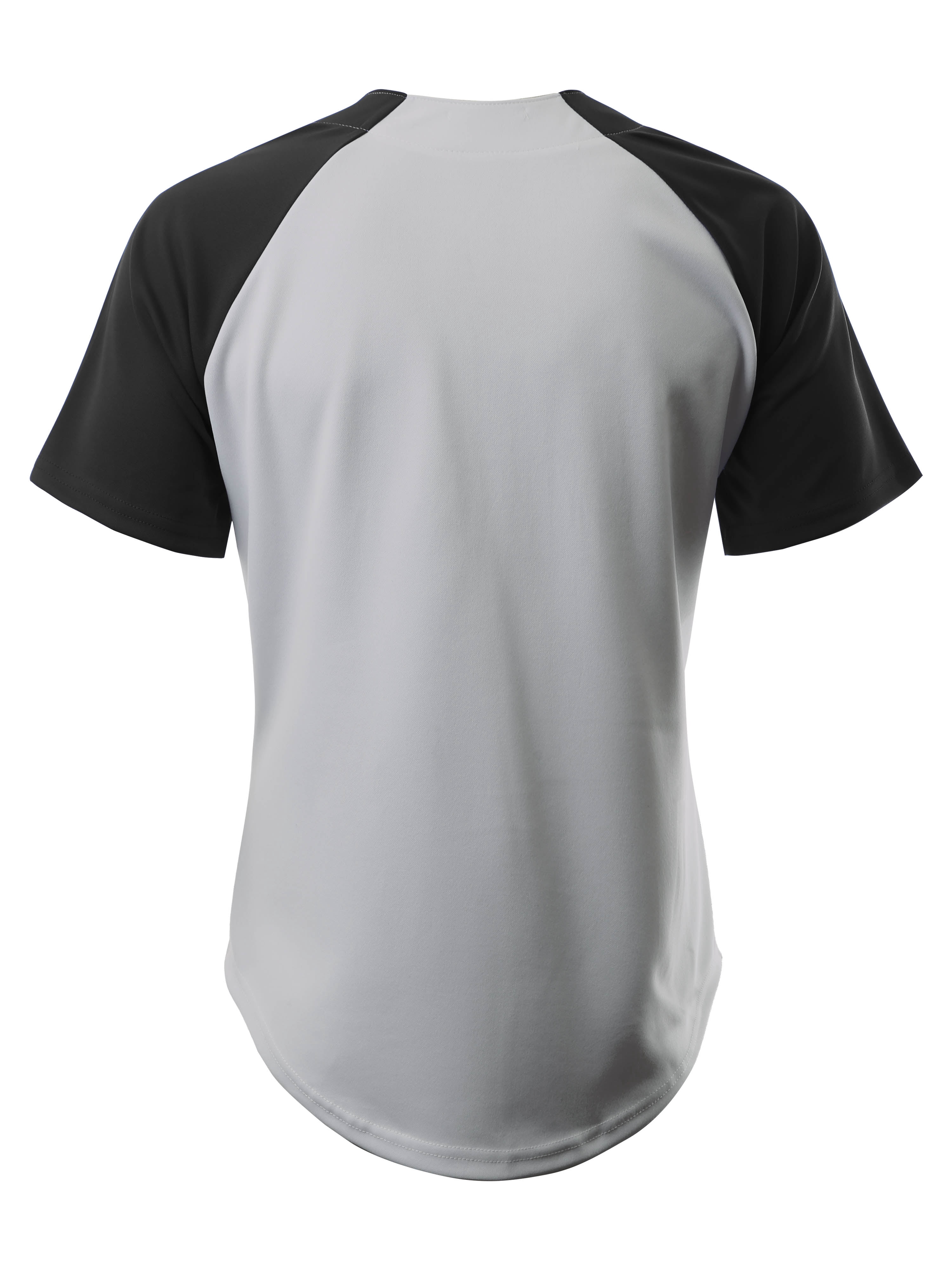 Ma Croix Men's Hip Hop Baseball Tee Button Down Street Inspired Sport Fit Two Tone Raglan Jersey