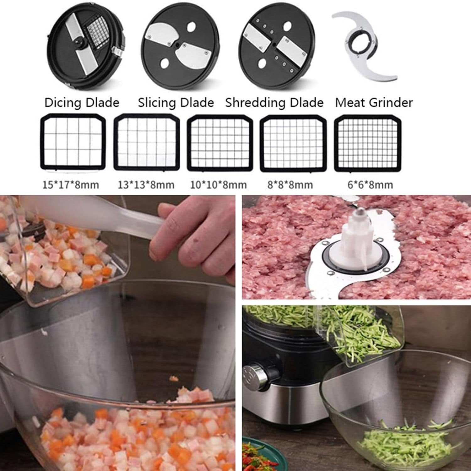 Commercial Food Processor 20-Cup Electric Vegetable Dicer Chopper 600W 5 in 1 Professional Veggie Shredder Grater Multifunctional Meat Grinder Blender with 5 Stainless Steel Blades