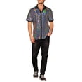 thumbnail image 2 of INSPIRE CHIC Men's Sequin Party Shirt Contrasting Color Short Sleeve Button Down Top M Silver, 2 of 6
