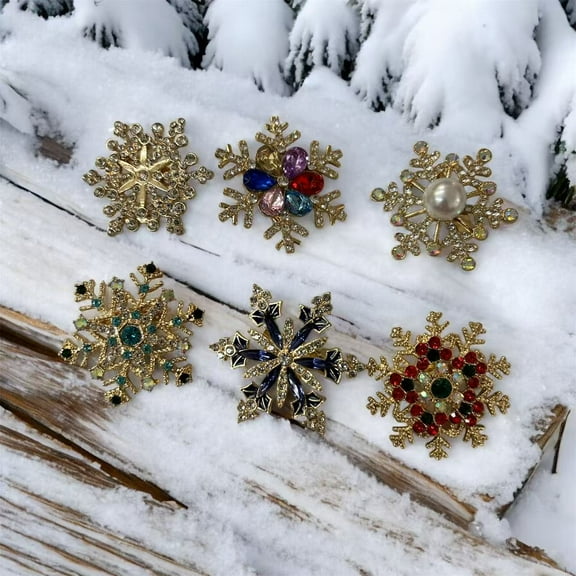 Set of 12 Christmas Pins Brooch Lot/ Holiday Brooch / Snowflake/let It Sonw