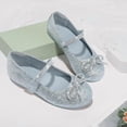 thumbnail image 5 of Kushyshoo Blue Glitter Girl's Bow Mary Jane Dress Shoes Ballet Princess Flats with Rhinestone Strap 1M, 5 of 5