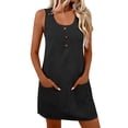 thumbnail image 3 of Sentmoon Robe Sans Manches pour Femmes Robes d'Été pour Femmes 2026 Robe Athlétique Couleur Unie Col Rond Extensible Coupe Régulière Robes Formelles pour Femmes avec Poches Décontracté P-3TG, 3 of 9
