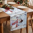 thumbnail image 5 of Red Blue Christmas Cotton Linen Table Runner for Dining Kitchen, Snowman Xmas Snowflake Winter Birds Wedding Outdoor Party Tablerunners Decoration, Dresser Scarf Coffee Tablecloth Runners 13"x72", 5 of 9