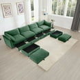 thumbnail image 4 of U Shape 4 Seater Cloud Couch Sectional Sofa with 2 Movable Ottomans, Living Room Couch, Oversized Modular 6-Seat Sofa with Storage Drawers Under Each Seat, Chenille Green, 4 of 19