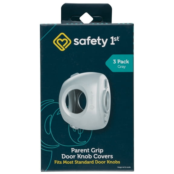 Safety 1st Parent Grip Door Knob Covers, Gray, 3 pack, Toddler