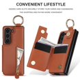 thumbnail image 4 of Dteck for Samsung Galaxy Z Fold 3 Case Wallet with Card Holder, PU Leather Zipper Pocket Card Slots Front Cover Flip Kickstand Shockproof Phone Case for Galaxy Z Fold3 5G,Brown, 4 of 8
