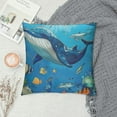 thumbnail image 2 of JEUXUS  Cartoon Cute Marine Animals Throw Pillow Covers 1Pcs Fish Dolphin Octopus Decorative Pillowcase for Sofa Bed Chair Underwater World Cushion Cover Summer Ocean Outdoor Pillows Covers, 2 of 5