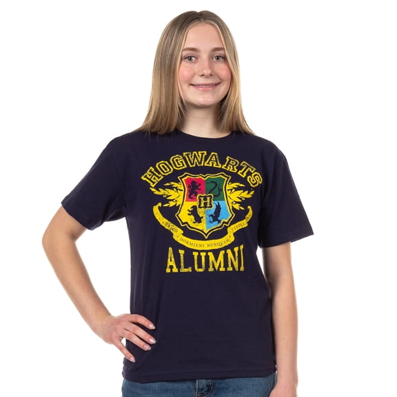 Harry Potter T-Shirt Women's Hogwarts Alumni Crest Distressed Design Junior's Tee