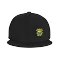 thumbnail image 3 of DouZhe Flat Brim Cap Snapback Hat, Green Frog Toad Animal Prints Adjustable Black Adult Baseball Cap, 3 of 6