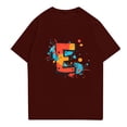 thumbnail image 3 of NAMTYQX Men's T-Shirts Pattern Casual Baggy Stretchy Short Sleeve Light Cozy Plus Size Crew Neck Easy Summer Tops Wine Size XL, 3 of 5