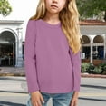 thumbnail image 2 of alcepopk Girls Long Sleeve T Shirts Kids Fall Tops Crewneck Basic Tees(Purple,9-10 Y), 2 of 7
