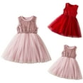 thumbnail image 1 of JDQJBZ Robe de Fête d'Anniversaire pour Tout-Petites Filles Couleur Unie Paillettes en Maille Sans Manches Col Rond Robe Tutu, 1 of 5