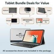10inch Android 15 Tablet,4G Cellular Tablet with 128GB ROM+14(8+6)GB RAM,5G WIFI,Octa-Core,13MP Camera,GPS,1TB Expandable,FHD IPS,8000mAh,Face Unlock,Split-screen,Android Tablet with Keyboard,Silver