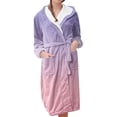 thumbnail image 1 of Women's Fleece Plush Robe Long Warm Plush Bathrobe Loungewear Jacket Printed Comfort Robe, 1 of 5