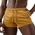 thumbnail image 2 of lcziwo Mens Athletic Shorts Relaxed Fit Outdoor Elastic Waist Hiking Shorts with Pockets Corduroy Beach Casual Drawstring Chino Shorts Yellow XL, 2 of 7