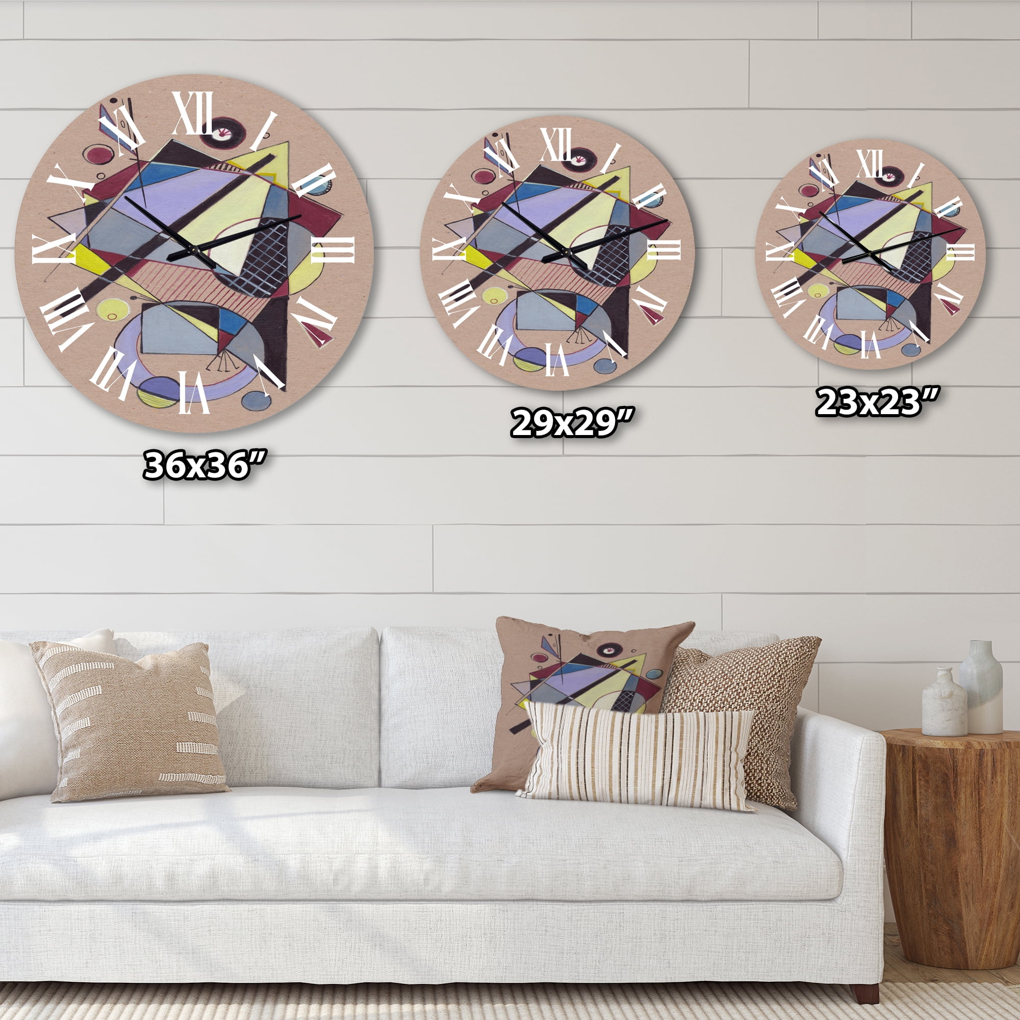 Designart 'Colored Geometric Abstract Compositions Iv' Modern Wall Clock