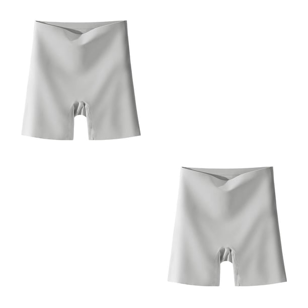 Minnieouse Pantalones de seguridad de cintura alta para mujer, medias cortas transpirables, bragas push-up, ropa interior para el abdomen, Gris METRO(80-100kg) 2piezas
