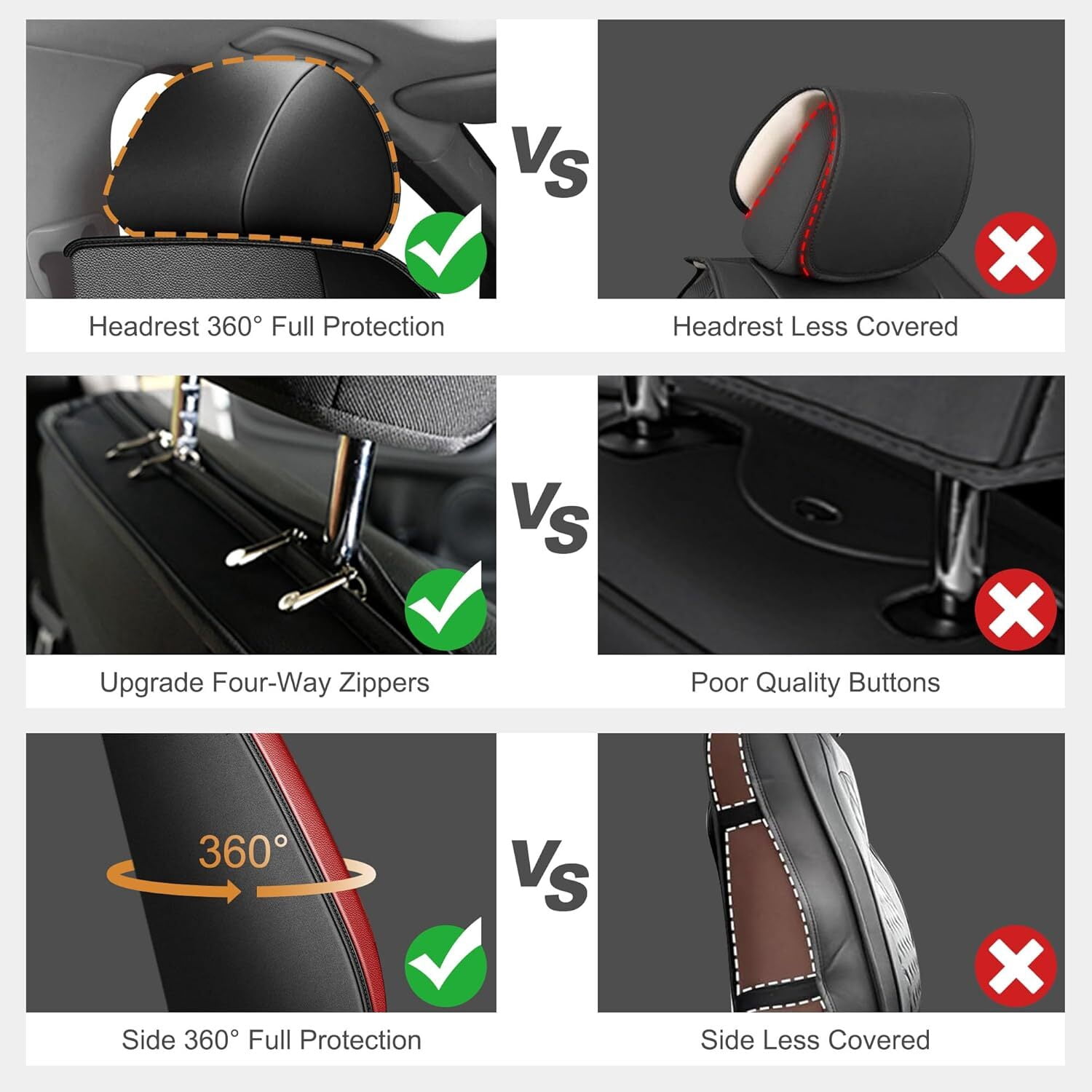 HQBQBUG Car Seat Covers Full Set for Hyundai Elantra 2017-2025 2026 Premium Leather Seat Protector with Lumbar Support,Waterproof Auto Cushions Red,Full Set(2 Row 5 Seats)